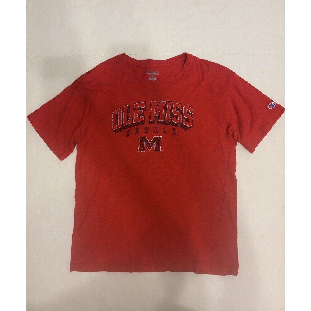 Champion Authentic Athleticwear Ole Miss Rebels Red T-Shirt Shirt Size XL
